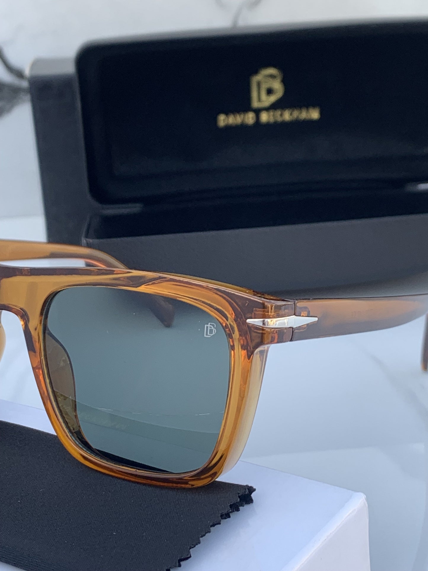 Branded Db Square Brown Green Sunglasses (With Original Kit)