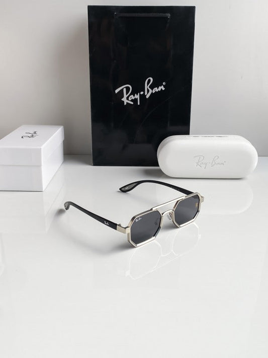 Branded Rb Silver Black Sunglasses Bt (With Original Kit)