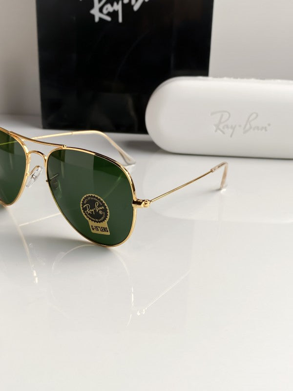 Branded Rb Gold Green Aviator Sunglasses (With Original Kit)