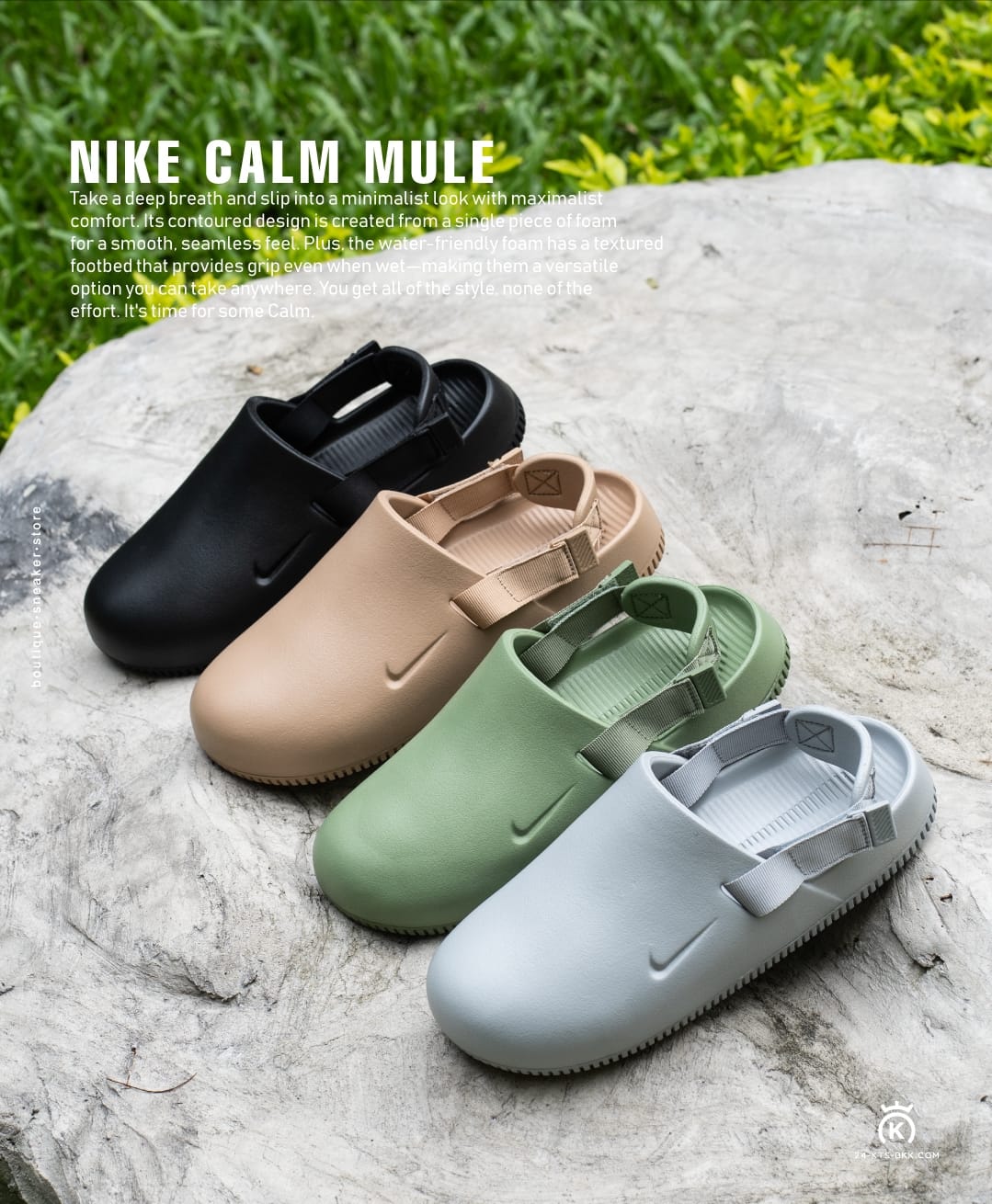 NIKE CALM MULE  ( BLACK )