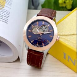 TISSOT BLUE DIAL ROSEGOLD OUTER RING BROWN STRAP