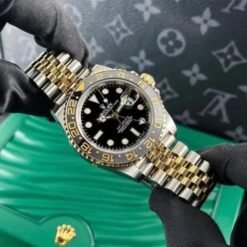 ROLEX GMT MASTER GOLD SILVER BLACK METAL WATCH (WITH OG BOX)